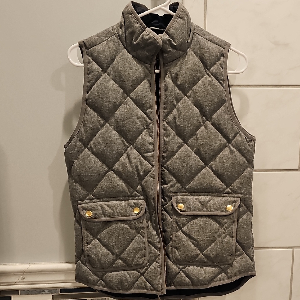J. Crew Women's Gray Down Quilted Vest